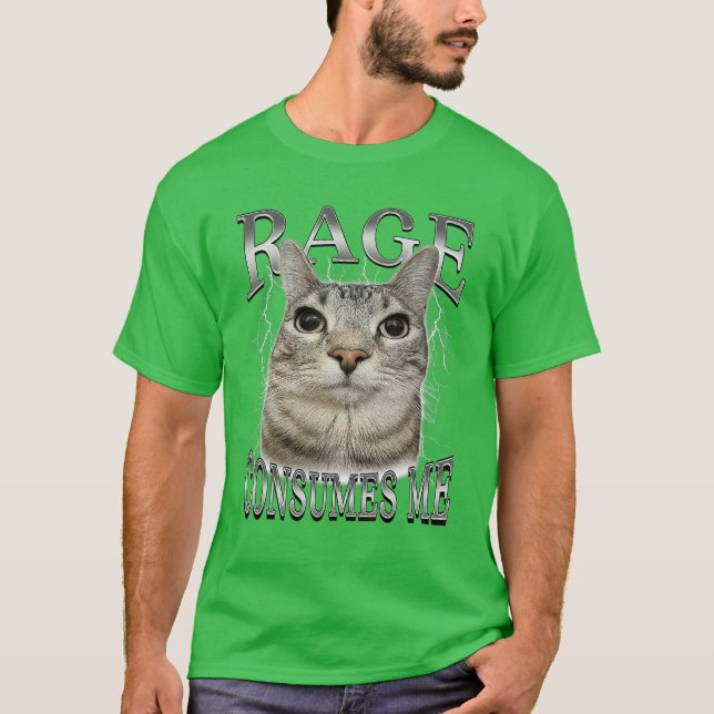 Camiseta La rabia me consume divertida y tonta meme de gato (Anverso)