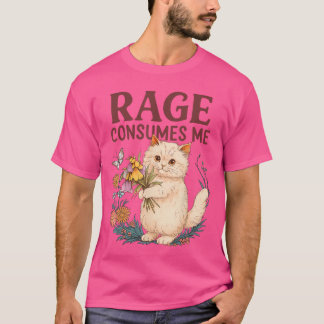 Camiseta La Rabia Me Consume Gato Flor Gato Divertido Mujer