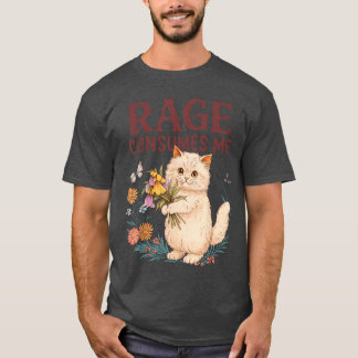 Camiseta La Rabia Me Consume Gato Flor Gato Divertido Mujer