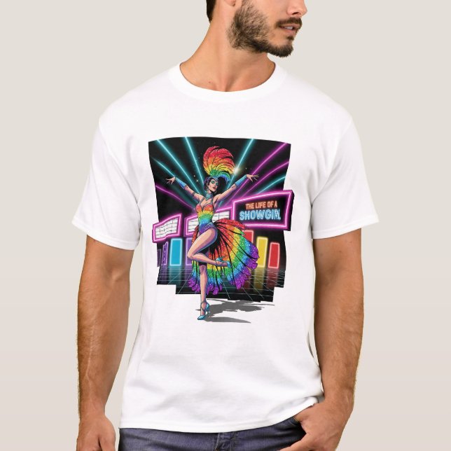 Camiseta La radiante showgirl celebra la vida en el centro  (Anverso)