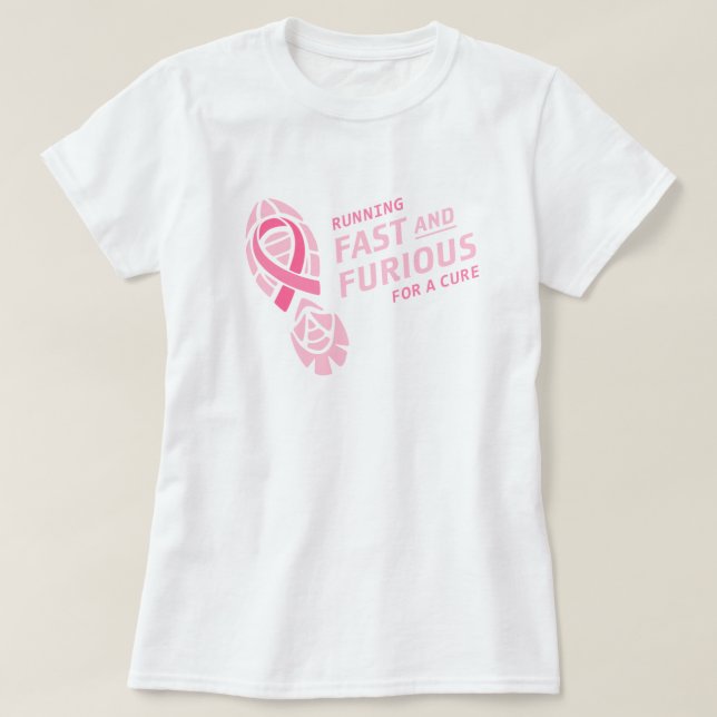 Camiseta La raza para el cáncer de pecho de la curación (Diseño del anverso)