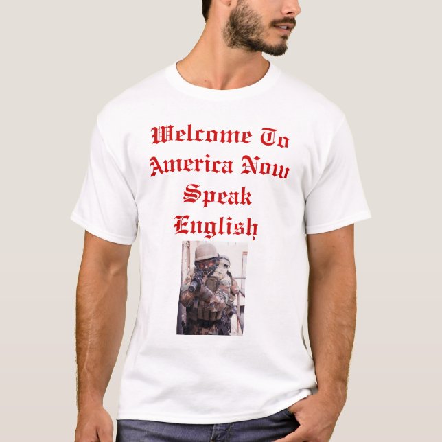 Camiseta La recepción a América ahora habla inglés (Anverso)