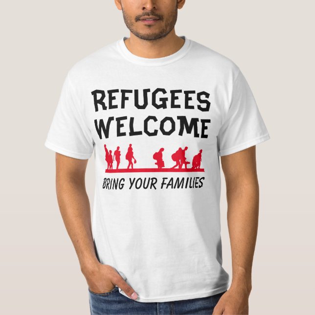 Camiseta La recepción de los refugiados trae a su familia (Anverso)