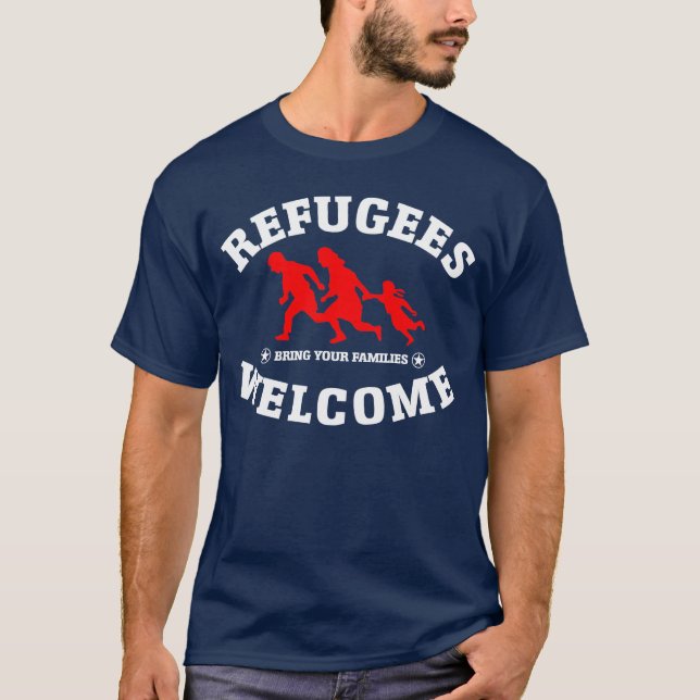 Camiseta La recepción de los refugiados trae a sus familias (Anverso)