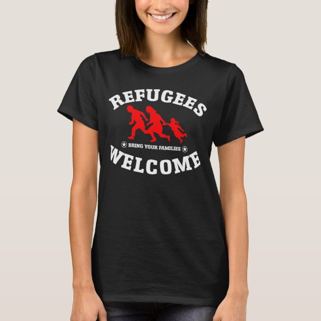 Camiseta La recepción de los refugiados trae a sus familias (Anverso)