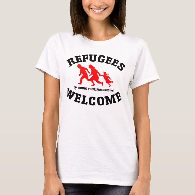 Camiseta La recepción de los refugiados trae a sus familias (Anverso)