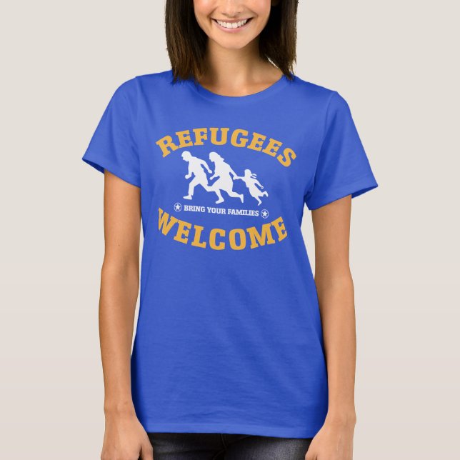 Camiseta La recepción de los refugiados trae a sus familias (Anverso)