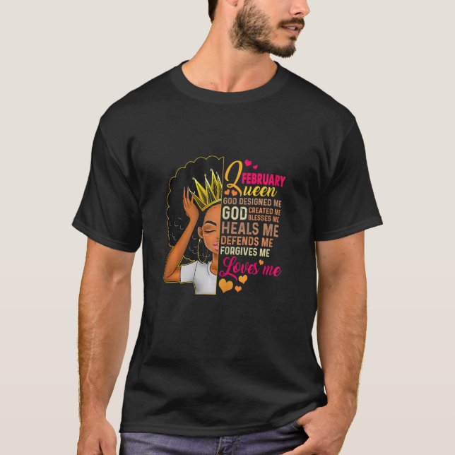Camiseta La Reina Melanin Nació En Febrero, Nacida Como Chi (Anverso)