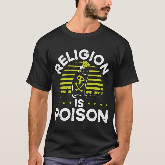 Camiseta La religión es atea a la huella de veneno (Anverso)
