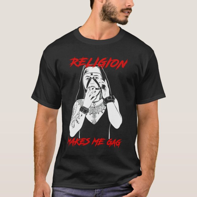 Camiseta La religión Nun me hace mordaz (Anverso)
