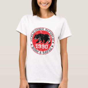 Camiseta la república de California llevada aumentó 1990