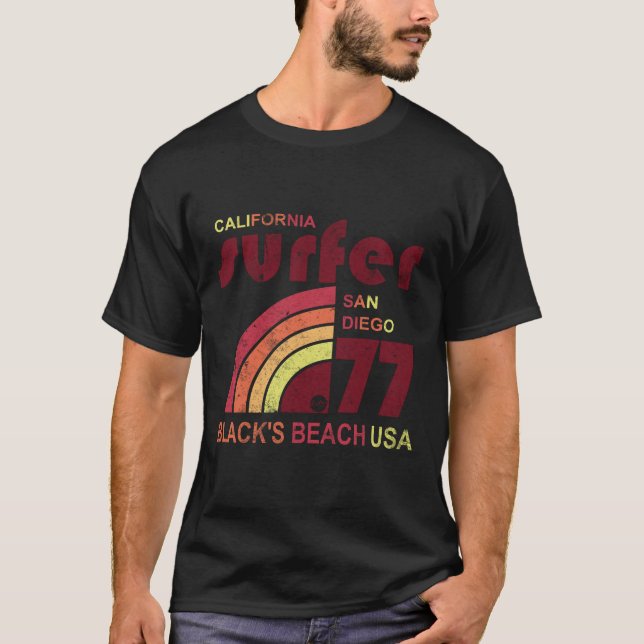 Camiseta La resaca retra ennegrece la playa California (Anverso)