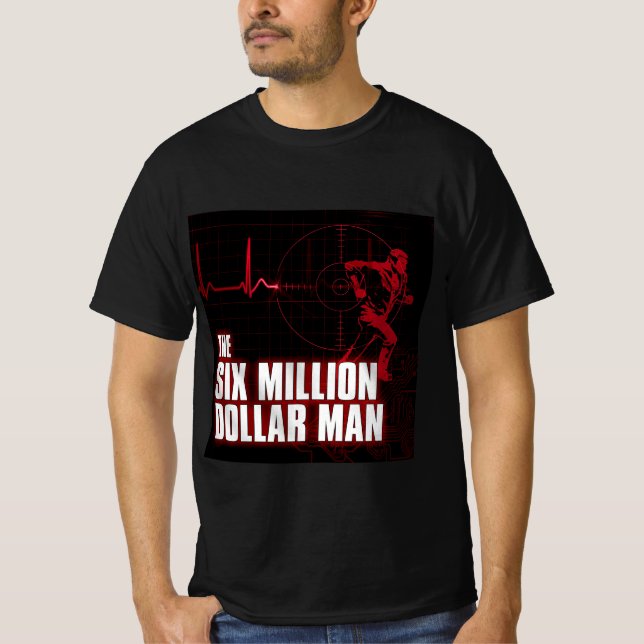 Camiseta La retro de arte masculino de seis millones de dól (Anverso)