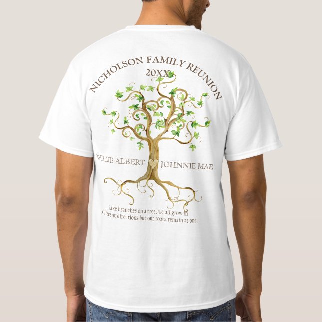 Camiseta La Reunión De La Familia De Raíces De Árboles De S (Reverso)