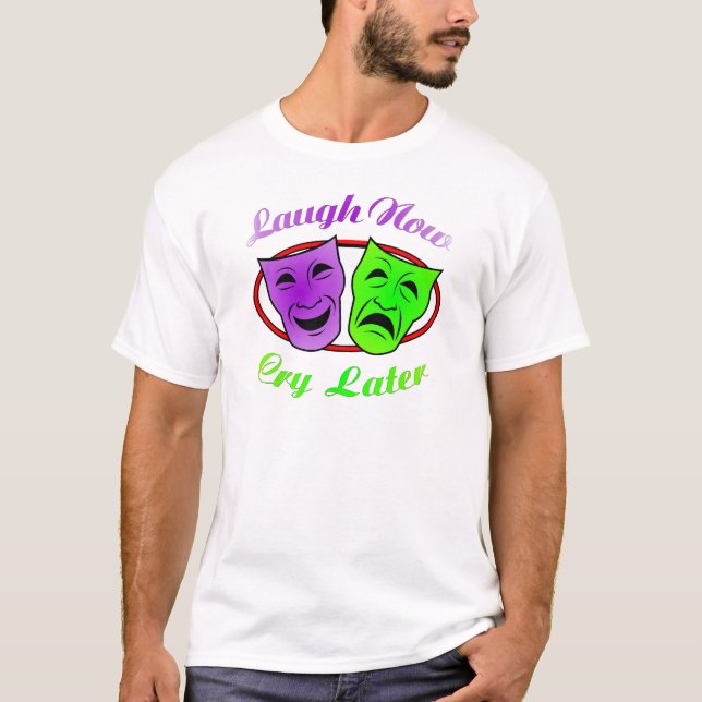 Camiseta La risa ahora llora máscaras posteriores (Anverso)