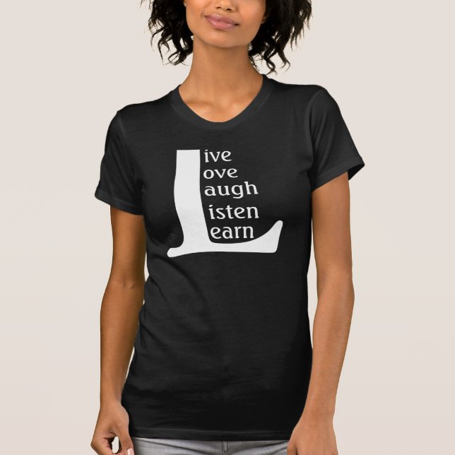 Camiseta La risa viva del amor escucha y aprende la (Anverso)