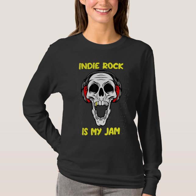 Camiseta La Roca Indie Es Mi Jam - Calavera Y Auriculares (Anverso)