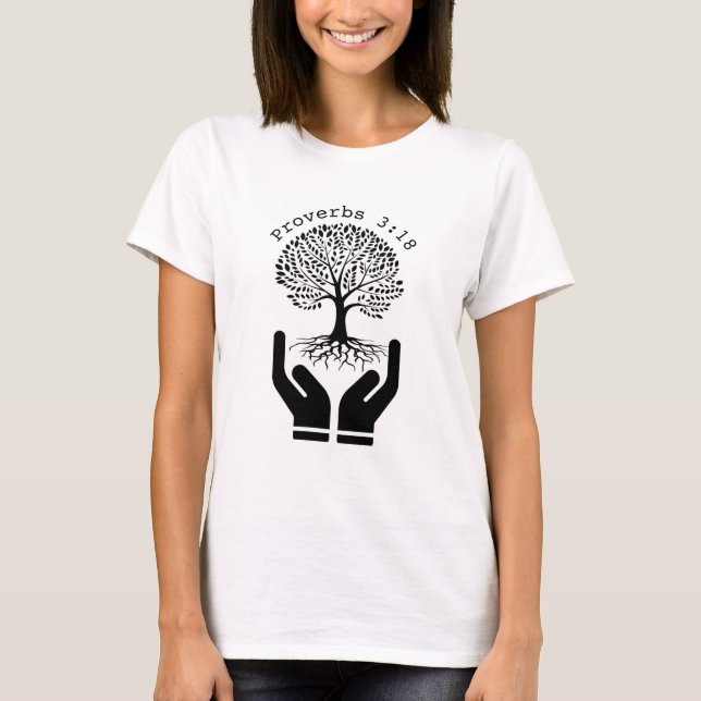 Camiseta La sabiduría como un árbol de la vida - cristiana (Anverso)