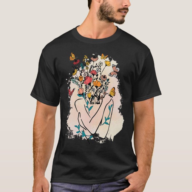 Camiseta La Salud Mental Importa El Cerebro Humano Floral (Anverso)