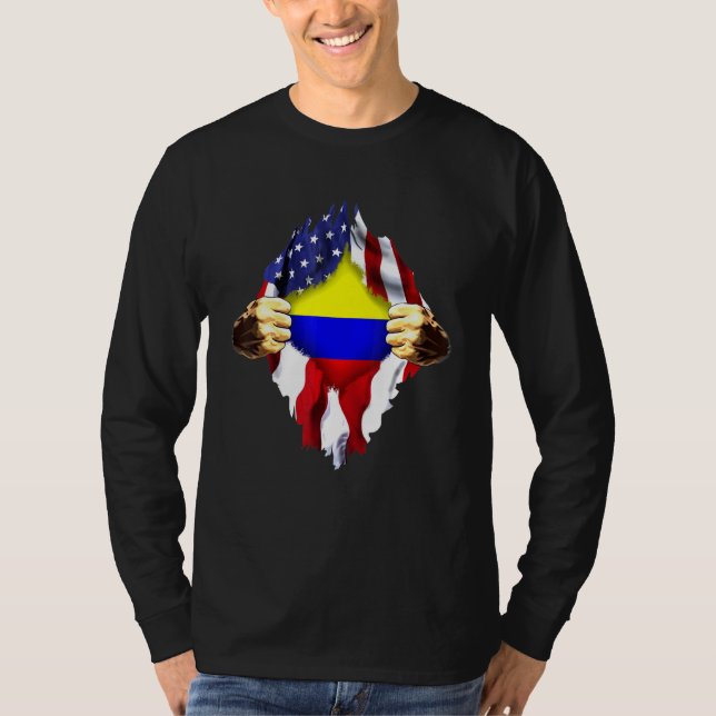 Camiseta La sangre colombiana dentro de mí Bandera estadoun (Anverso)