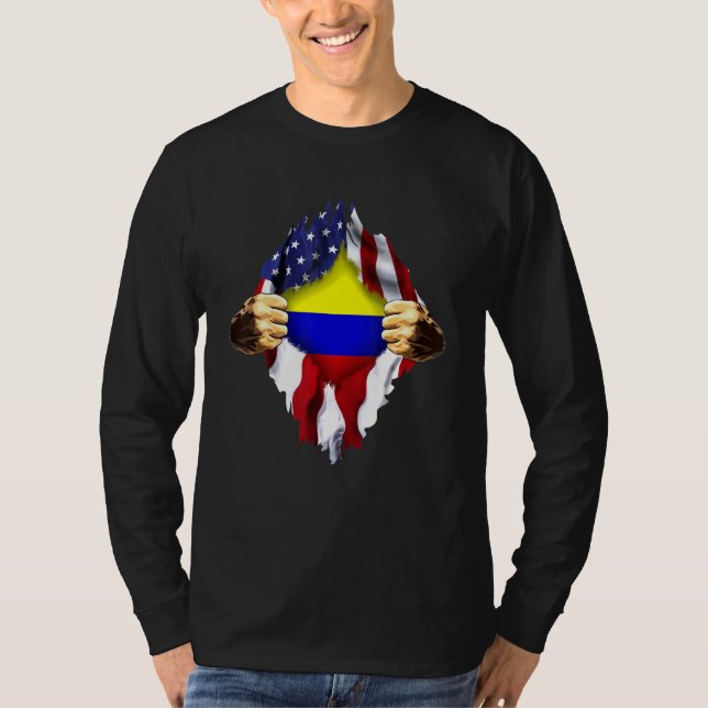Camiseta La sangre colombiana dentro de mí Bandera estadoun (Anverso)