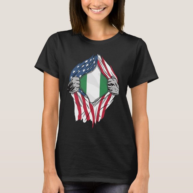 Camiseta La sangre nigeriana dentro de mí bandera de Nigeri (Anverso)