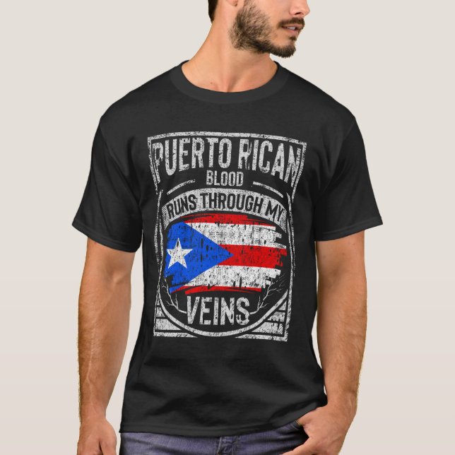 Camiseta La sangre puertorriqueña corre por mis venas (Anverso)