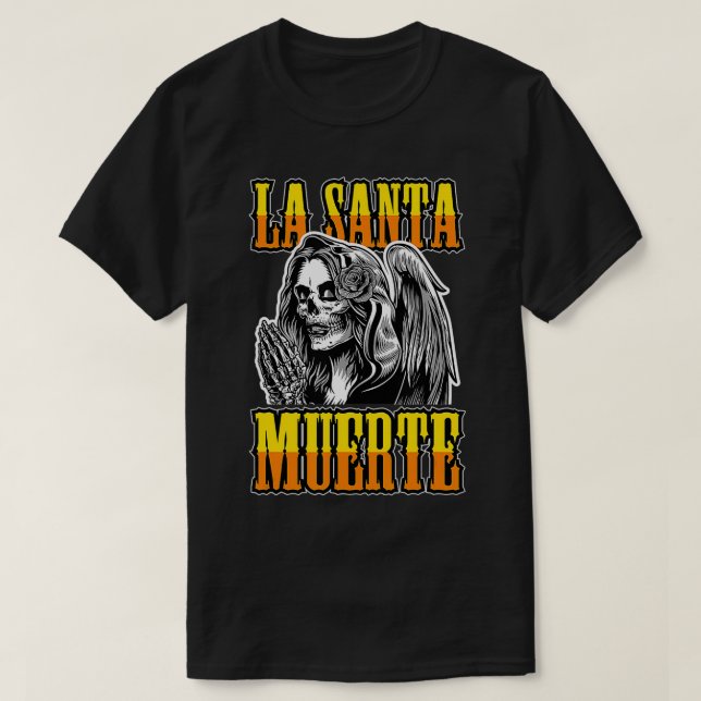 Camiseta La Santa Muerte Orando Angel Dia De Los Muertos M (Diseño del anverso)