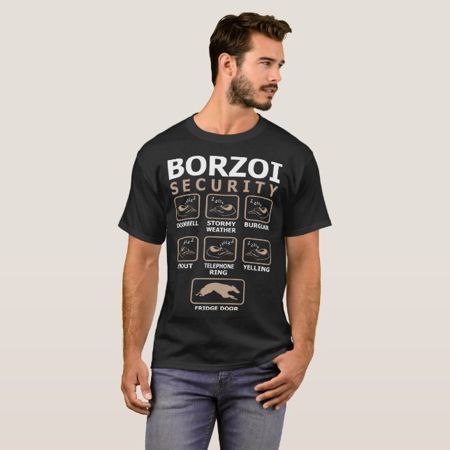 Camiseta La seguridad del perro del Borzoi acaricia la (Anverso completo)