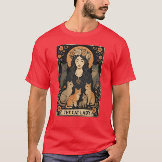Camiseta La Señora de los Gatos Tarjeta Tarot Divertida Gót