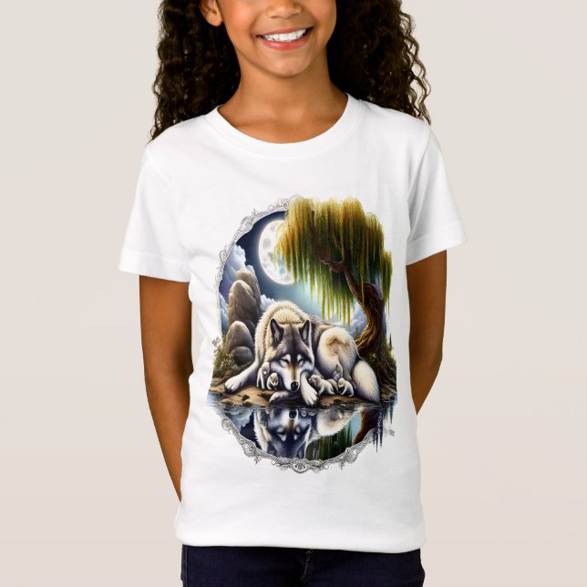 Camiseta La Serenidad De La Luna Un Lobo Sumiso (Anverso)