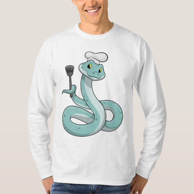 Camiseta La serpiente como cocinar con el gorra del chef (Anverso)