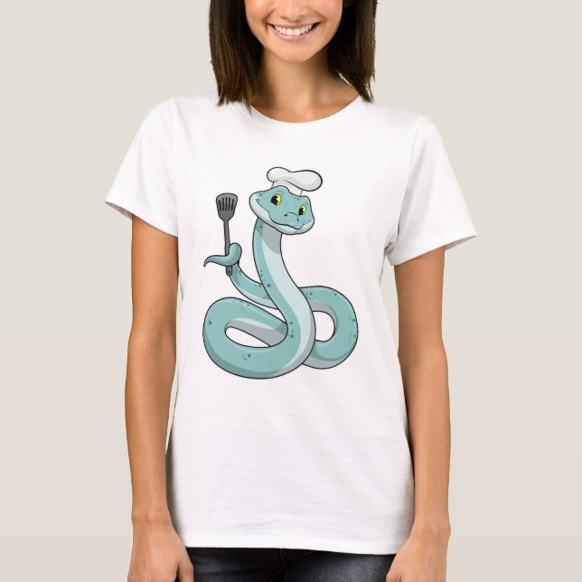 Camiseta La serpiente como cocinar con el gorra del chef (Anverso)