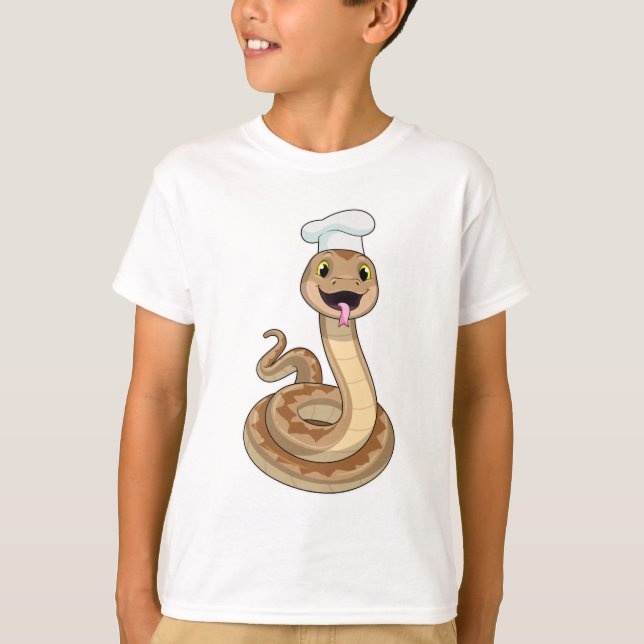 Camiseta La serpiente como cocinar con el gorra del chef (Anverso)