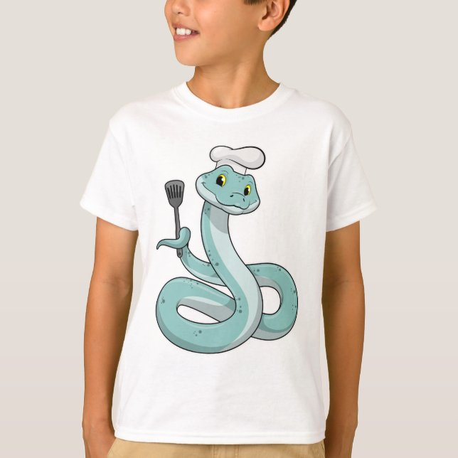 Camiseta La serpiente como cocinar con el gorra del chef (Anverso)