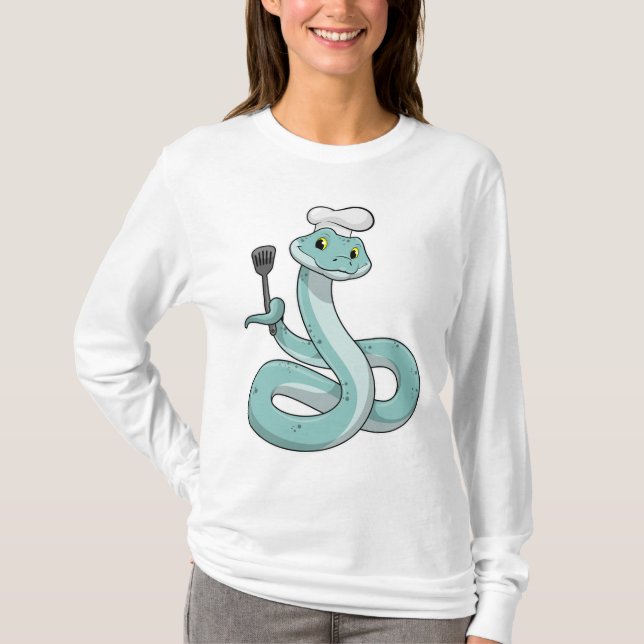 Camiseta La serpiente como cocinar con el gorra del chef (Anverso)