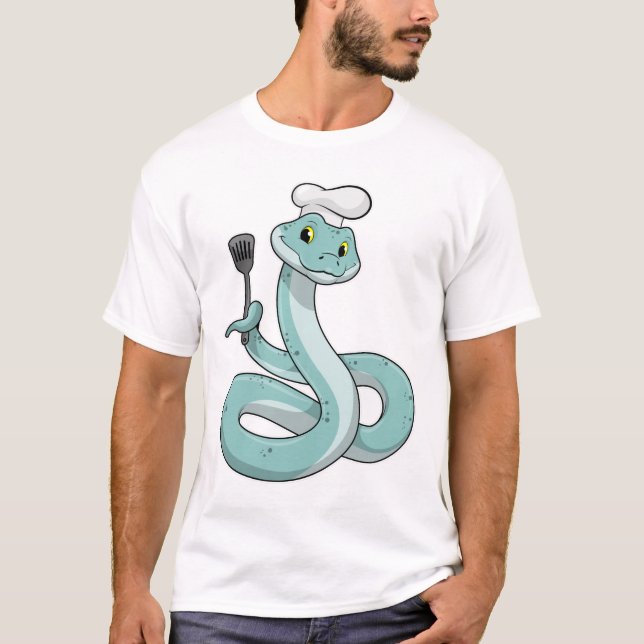 Camiseta La serpiente como cocinar con el gorra del chef (Anverso)