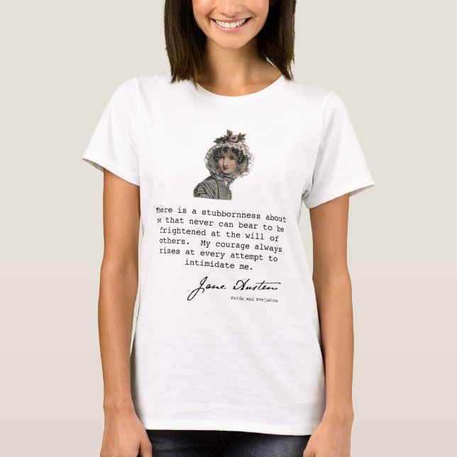 Camiseta La silueta de Jane Austen y la cita del libro, (Anverso)