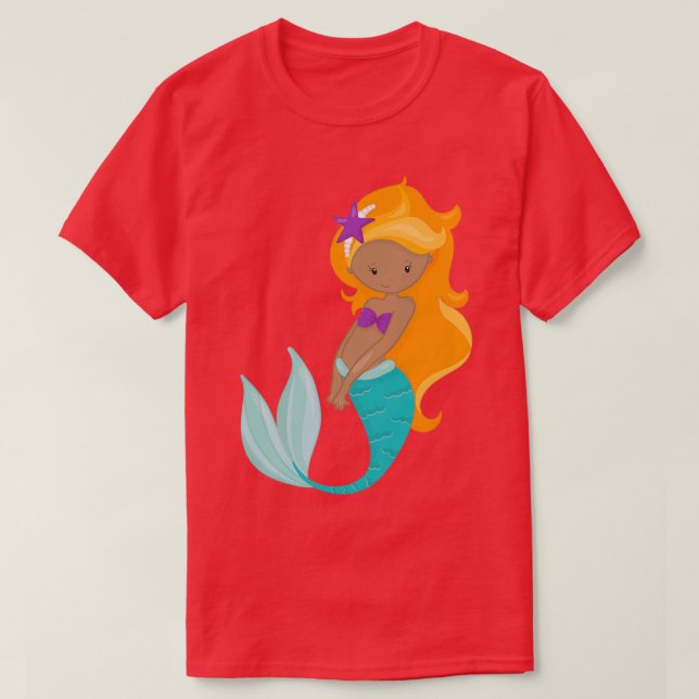 Camiseta La sirena africana Naranja Hair Starfish (Diseño del anverso)