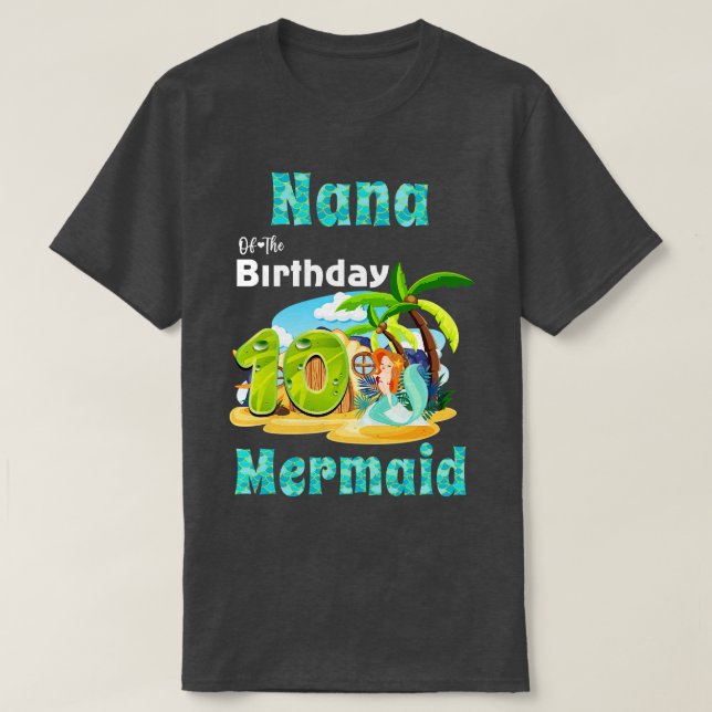 Camiseta La Sirena Cuta Nana Del Décimo Cumpleaños (Diseño del anverso)