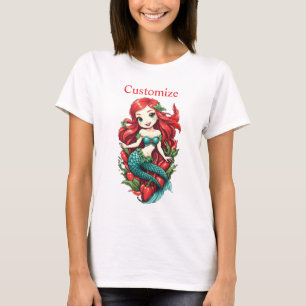 Camiseta La sirena de doble cola de la cabeza roja Thunder_