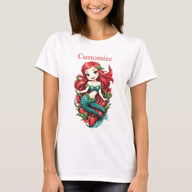 Camiseta La sirena de doble cola de la cabeza roja Thunder_ (Anverso)