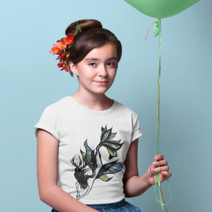 Camiseta La sirena hermosa mano dibujó arte fantástico