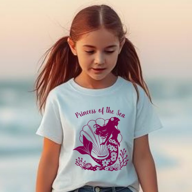 Camiseta La sirena-princesa hawaiana del mar (Hawaiian Mermaid Princess of the Sea, Summer, Beach, Fisherman Style, Kids T shirt)