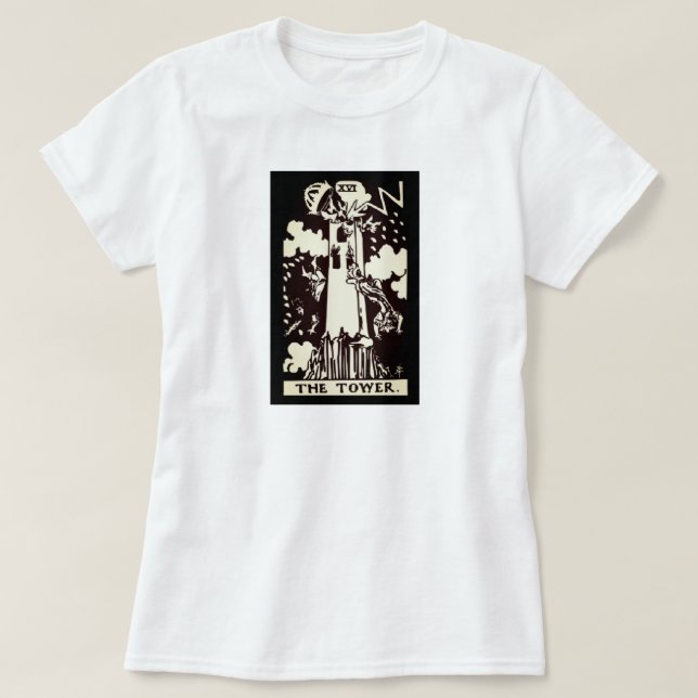Camiseta la tarjeta de tarot de la torre | (Diseño del anverso)