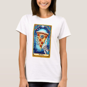 Camiseta La tarjeta del tarot divertida de la pizza
