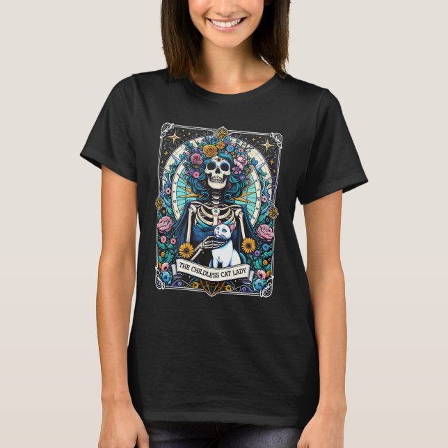 Camiseta La tarjeta para gatos sin hijos Lady Tarot Kamala  (Anverso)