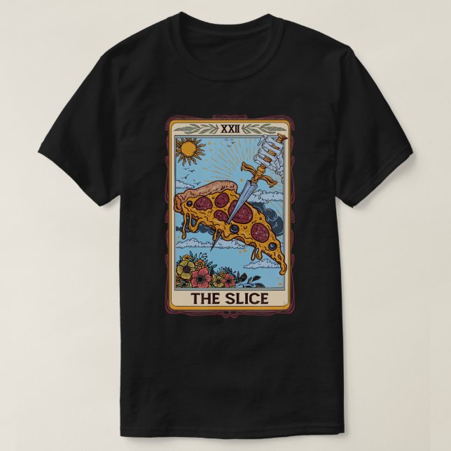 Camiseta La tarjeta Slice Tarot Graciosa Pizza Slice Pizza  (Diseño del anverso)