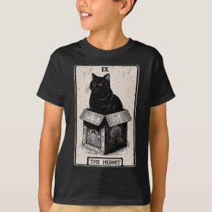 Camiseta La tarjeta tarot de hermitaño Gato místico en caja