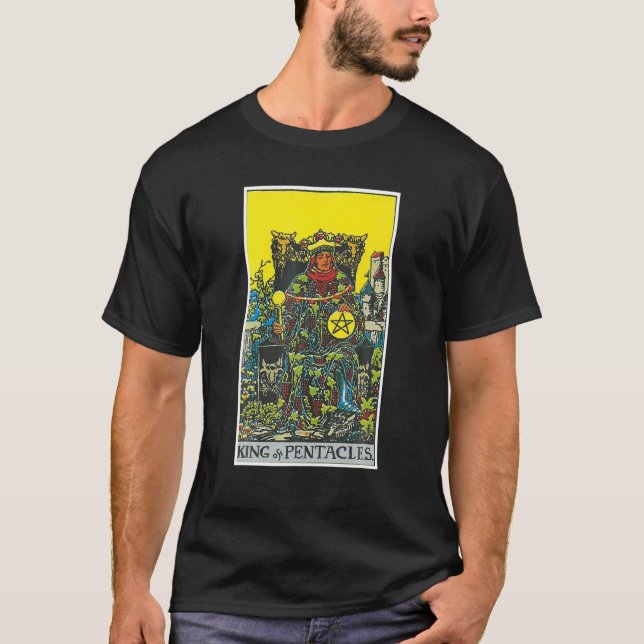 Camiseta La tarjeta Tarot de King Of Pentacles Creencias oc (Anverso)
